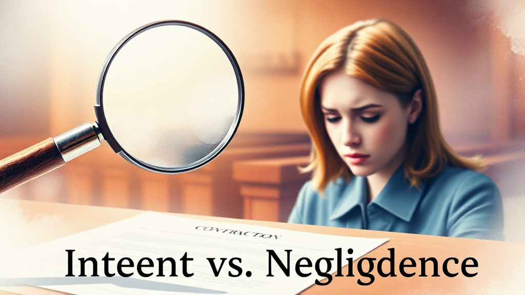 법적 쟁점: 고의성 및 과실 여부 (watercolor 스타일)