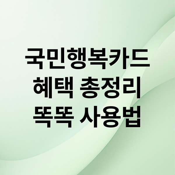 국민행복카드
혜택 총정리
똑똑 사용법 (국민행복카드 발급 사용처)