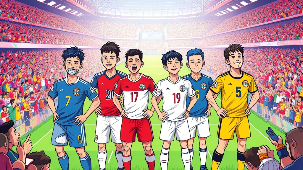 대표팀 최근 경기력 및 주요 선수 (cartoon 스타일)