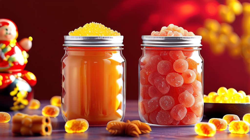 건강과 맛, 두 마리 토끼 잡기: 홍삼 스틱 당류 함량 비교 분석 (realistic 스타일)