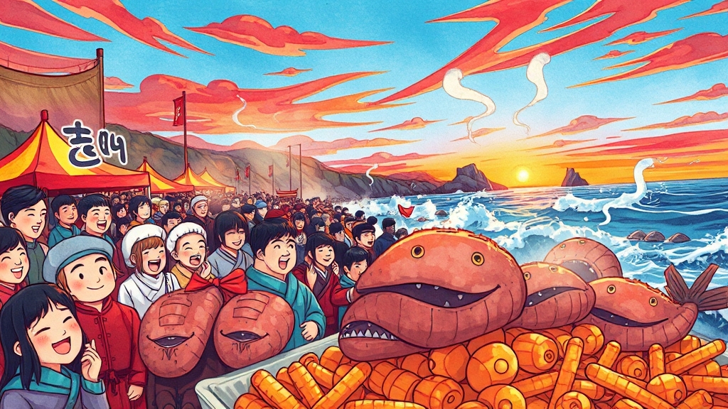 한산대첩축제, 바다장어 먹거리 가이드 (cartoon 스타일)