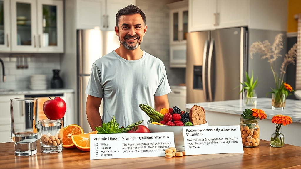 비타민 B 섭취 권장량과 방법 (realistic 스타일)
