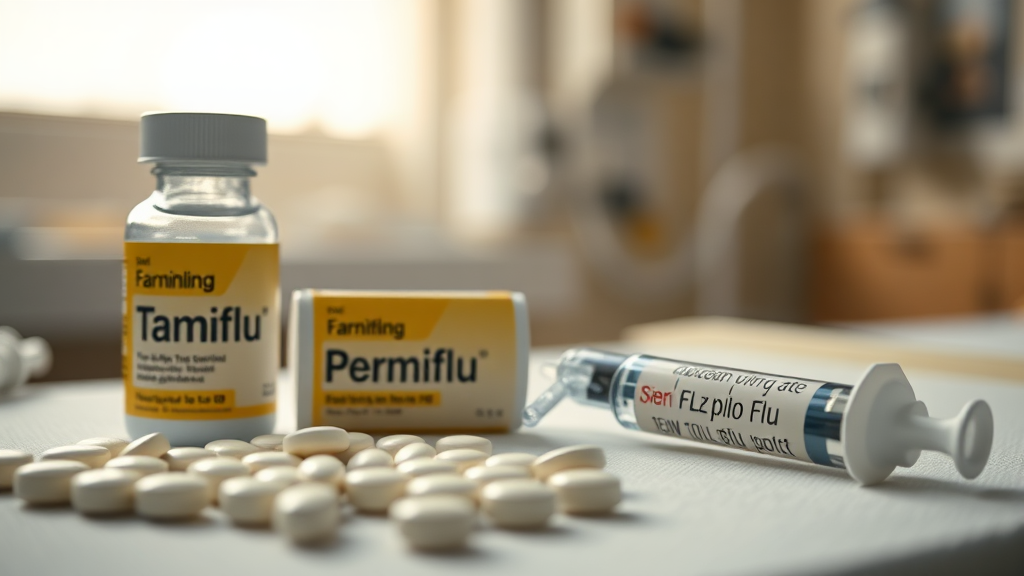 타미플루 vs 페라미플루: 치료제 비교 (realistic 스타일)