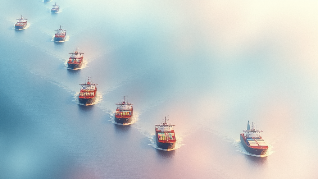 고조되는 긴장: 현재 상황과 실제 선박 움직임 분석 (watercolor 스타일)