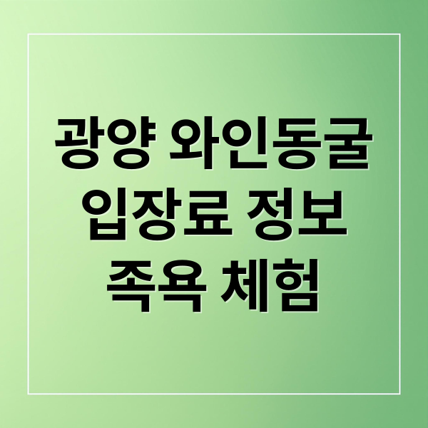 광양 와인동굴
입장료 정보
족욕 체험 (광양 와인동굴 입장료 할인 운영시간)