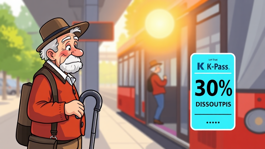 65세 이상 어르신 혜택 (cartoon 스타일)