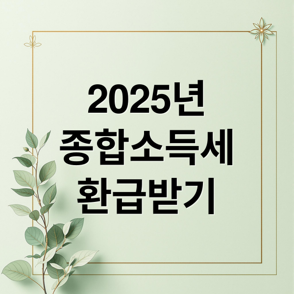 2025년
종합소득세
환급받기 (종합소득세 환급일)