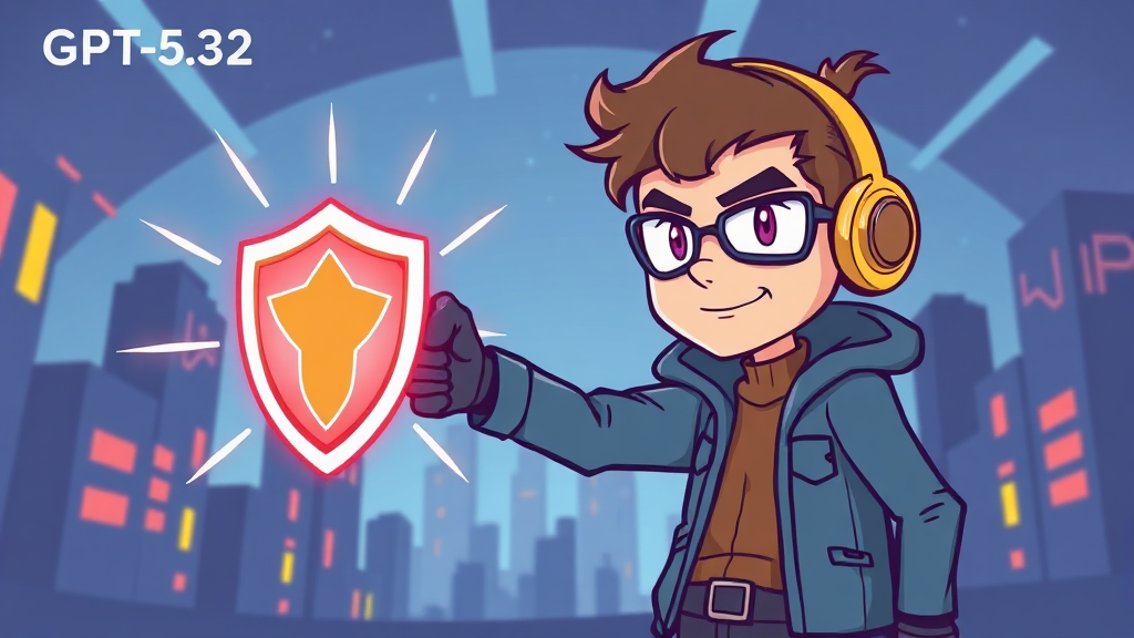 GPT 5.2 Codex 사이버 보안 역량 (cartoon 스타일)