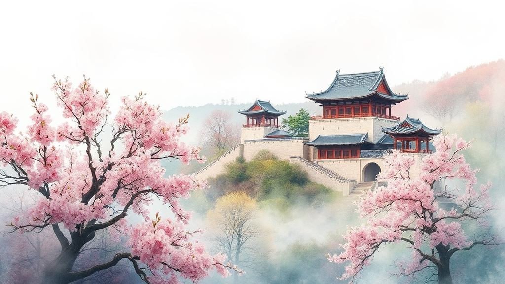 진주 매화숲 주변 즐길 거리 (watercolor 스타일)