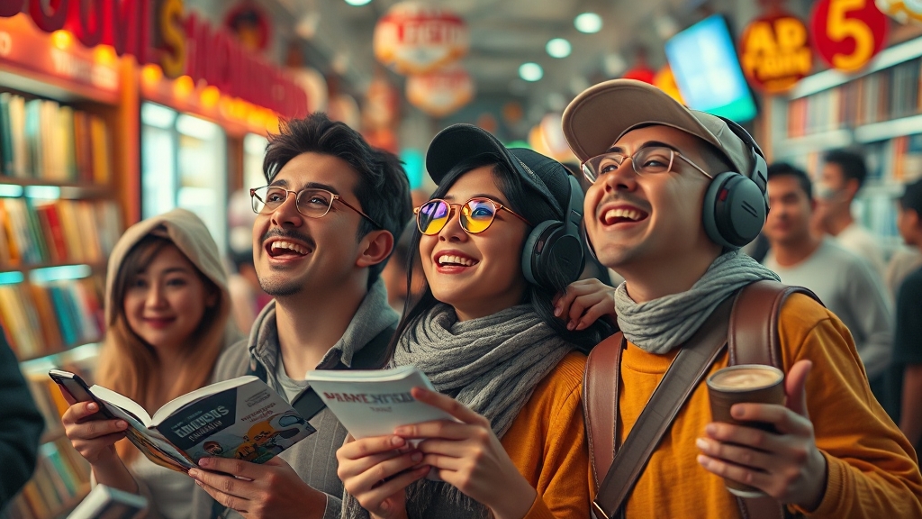 문화누리카드 사용처: 주요 가맹점 (realistic 스타일)