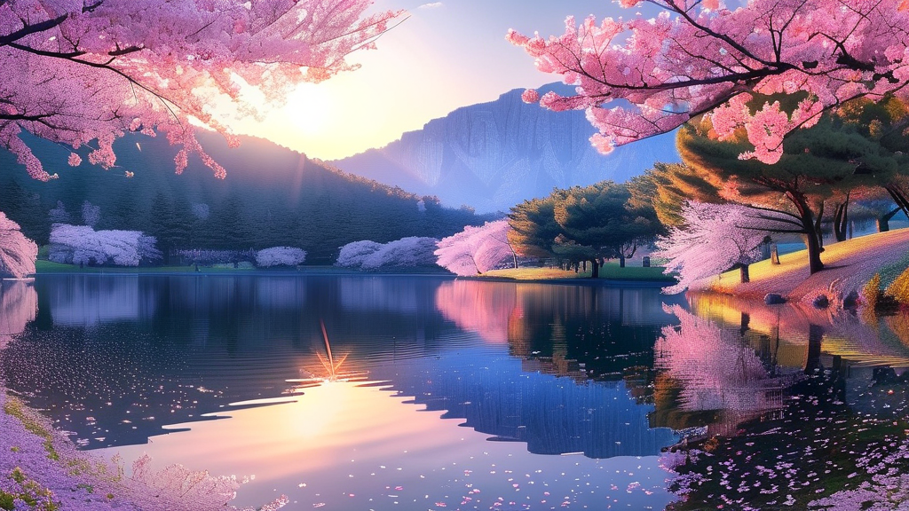 일산호수공원 벚꽃 개화 시기 및 절정 정보 (realistic 스타일)