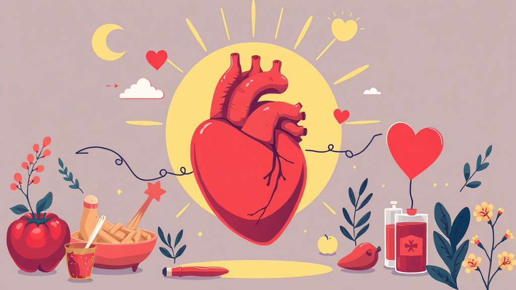 심장마비 예방을 위한 필수 생활 습관 (illustration 스타일)