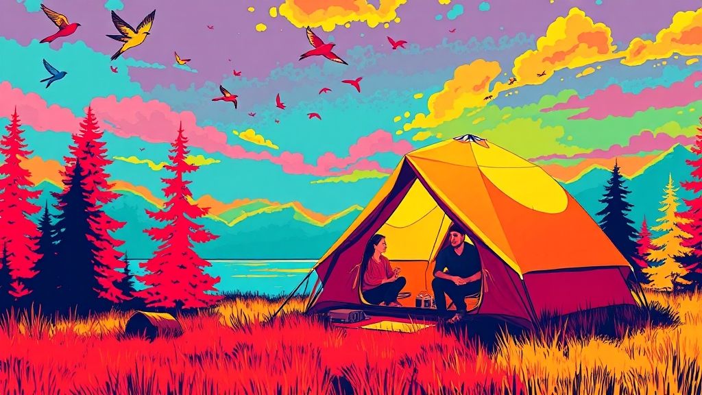 야영장 예약, 어렵지 않아요! (popart 스타일)