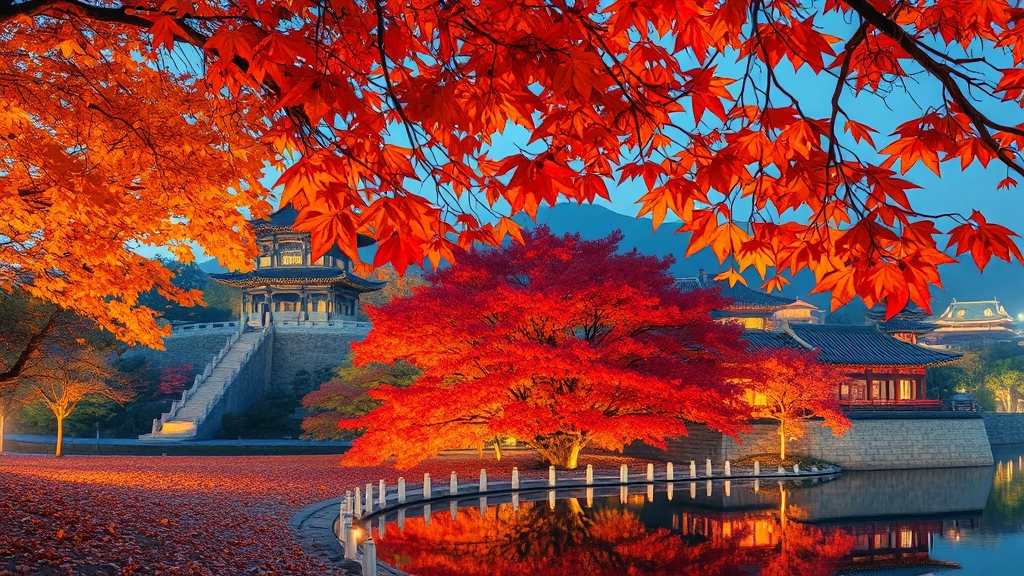 경주 주요 관광지 단풍 명소는? (realistic 스타일)