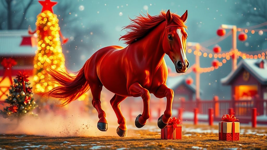 새해 선물과 함께 전하는 인사 (realistic 스타일)