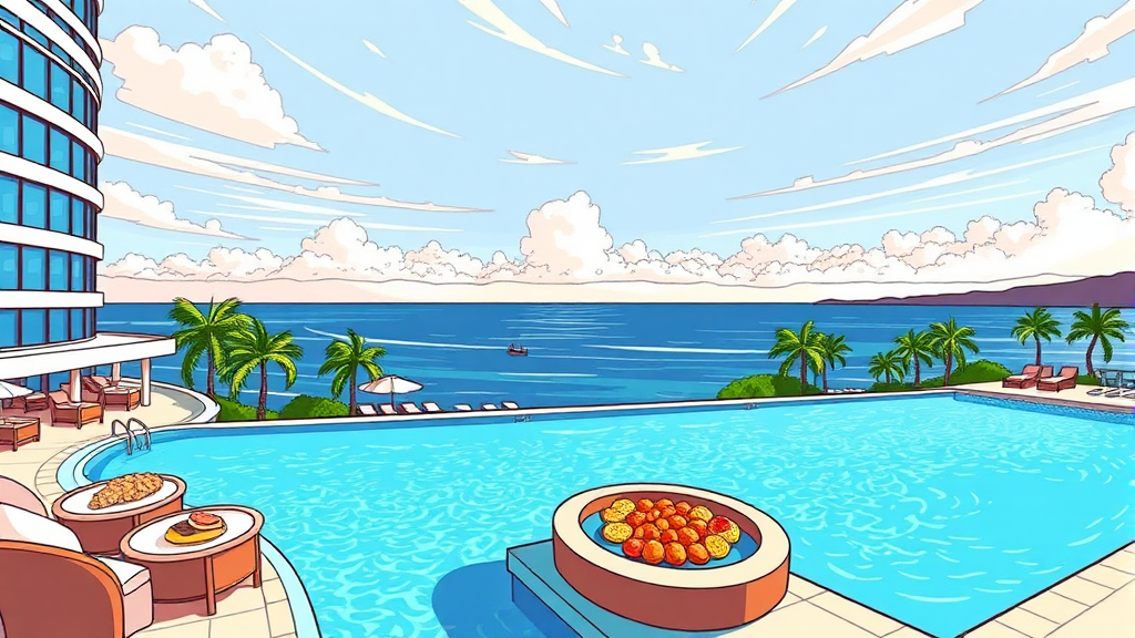 괌 힐튼 호텔: 프리미어 오션뷰 객실부터 조식까지 솔직 후기 (illustration 스타일)