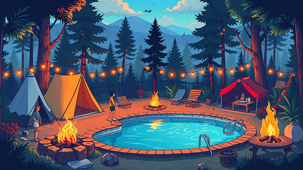 부대시설 및 액티비티 (illustration 스타일)