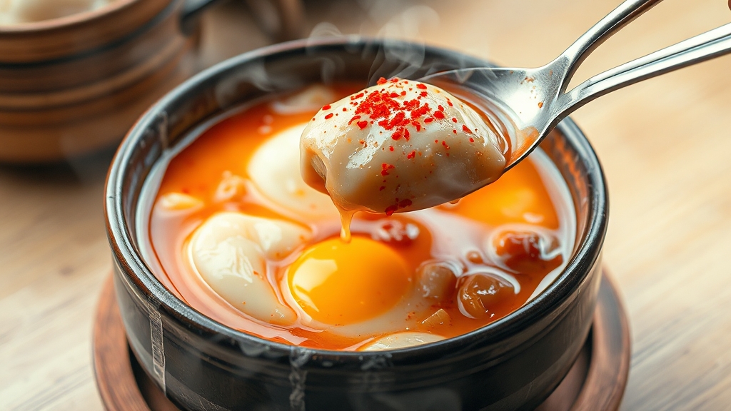 따뜻한 한 그릇: 순두부찌개 완성 (watercolor 스타일)