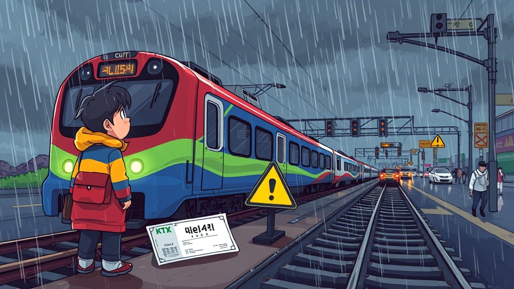 KTX 취소 수수료 면제 상황 (cartoon 스타일)