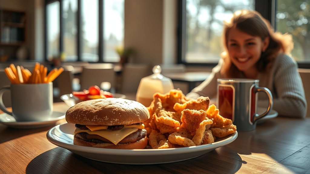 맥모닝 세트 메뉴 구성 및 특징 (realistic 스타일)