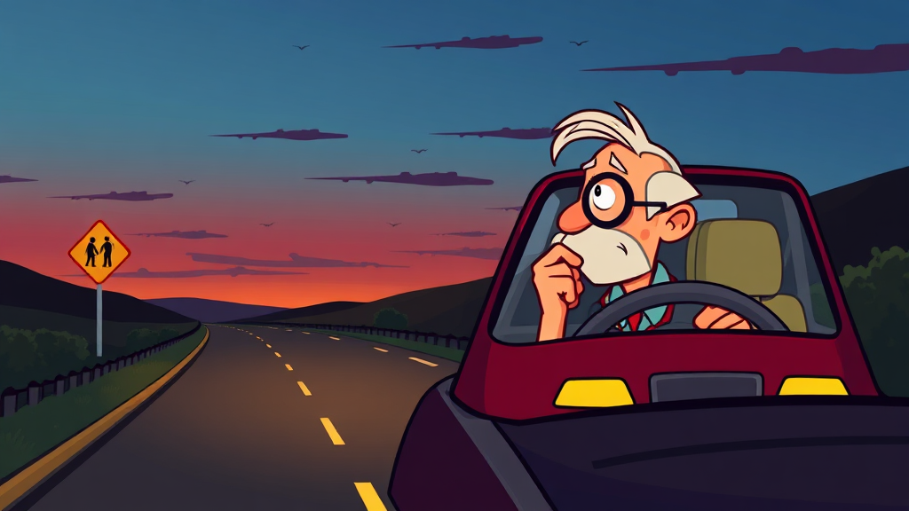 고령 운전자, 안전이 최우선! (cartoon 스타일)