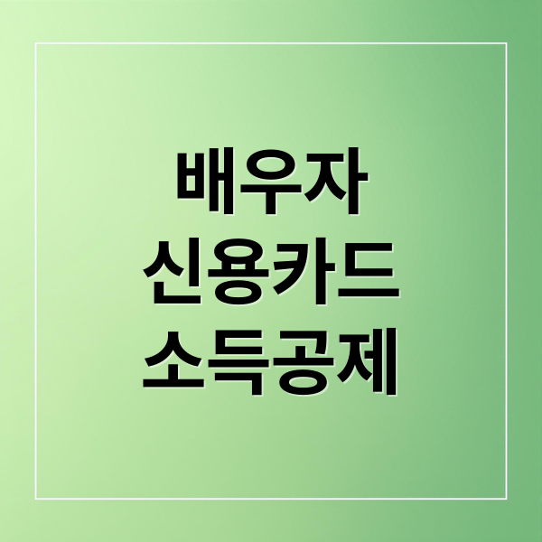 배우자 신용카드 소득공제 기준과 연말정산 공제 조건 정리