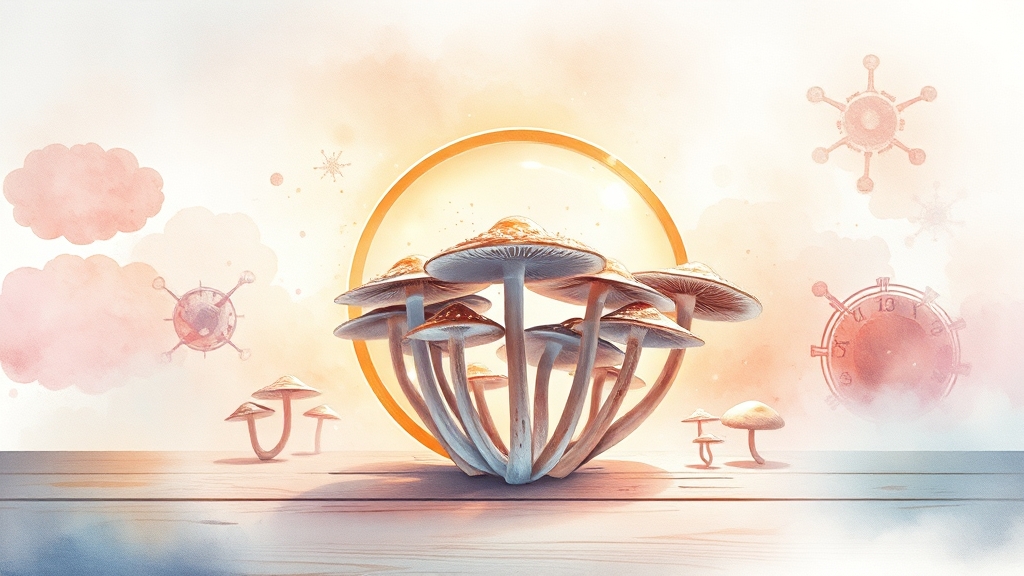 느타리버섯 효능, 면역력 강화 & 항암 효과 (watercolor 스타일)