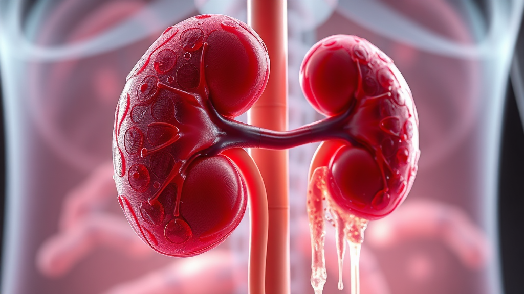 단백뇨와 신장 건강의 관계 (realistic 스타일)