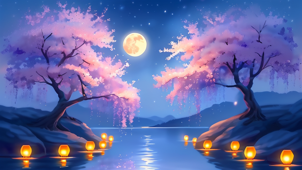 일산호수공원 데이트 코스 추천: 달맞이섬의 특별한 밤 (watercolor 스타일)