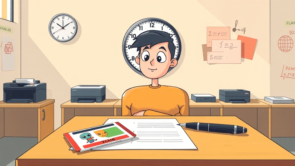 시험 당일 준비물 (cartoon 스타일)