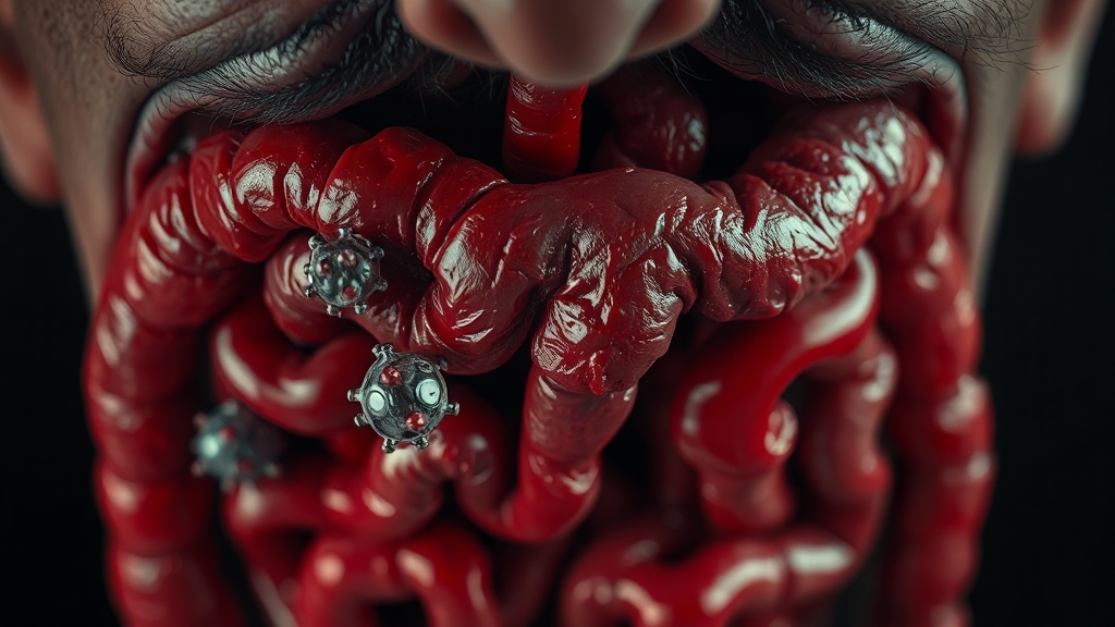 장염이란 무엇일까요? (realistic 스타일)