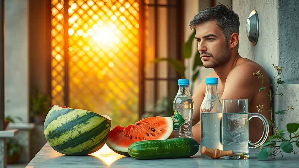 더위 먹었을 때 피해야 할 음식 (realistic 스타일)