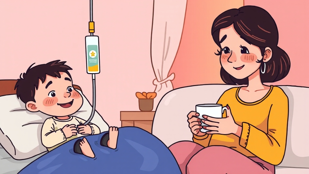 독감 치료, 약물과 자가 관리 병행 (cartoon 스타일)