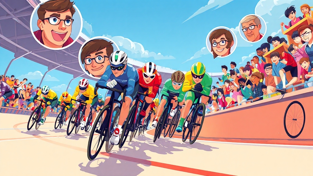 경륜 경기 진행 방식 및 승식 이해 (cartoon 스타일)