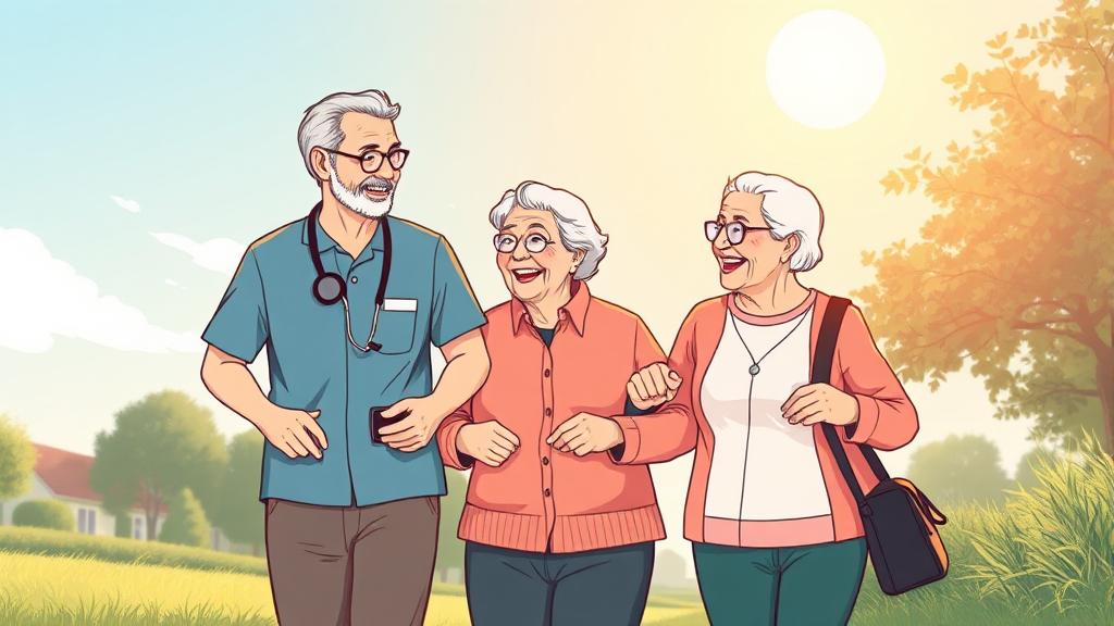 생활지원사 역할과 중요성 (illustration 스타일)