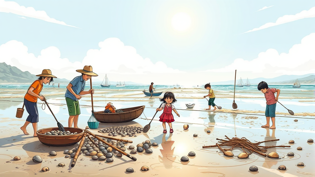 물때에 따른 맞춤 활동 가이드 (cartoon 스타일)