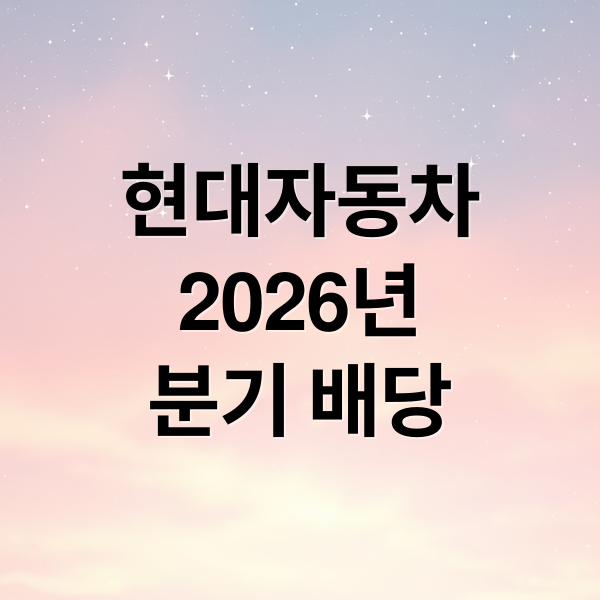 현대자동차
2026년
분기 배당 (현대자동차 분기배당 2026)