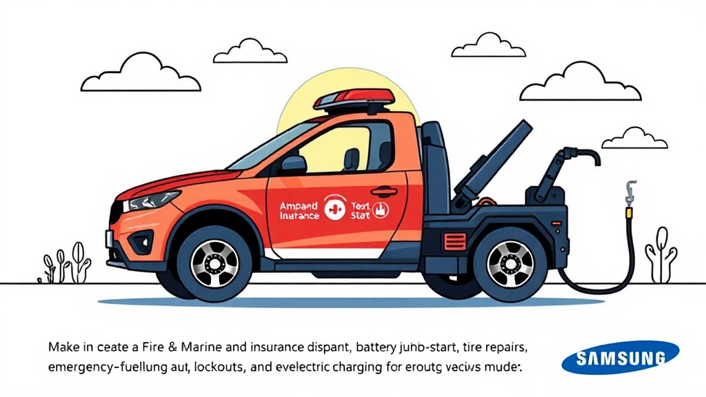 삼성화재 긴급출동 서비스의 주요 항목 상세 안내 (illustration 스타일)