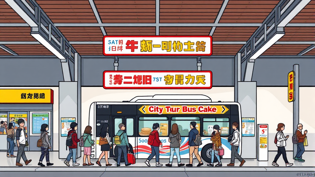 탑승 위치 및 시간표 (cartoon 스타일)