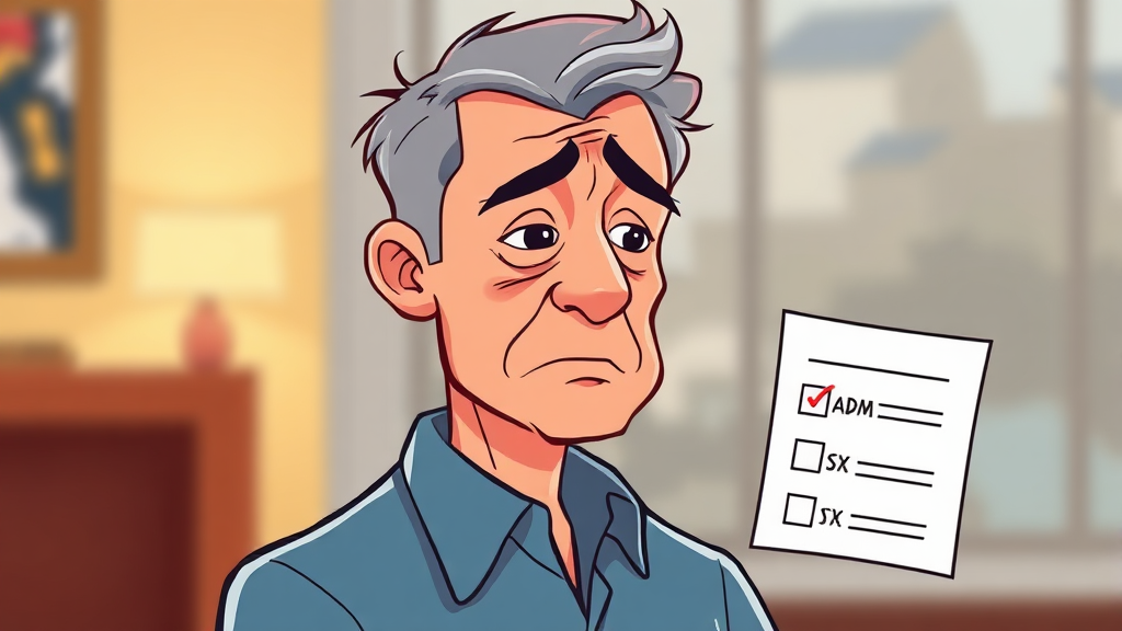 남성 갱년기 자가진단 (cartoon 스타일)