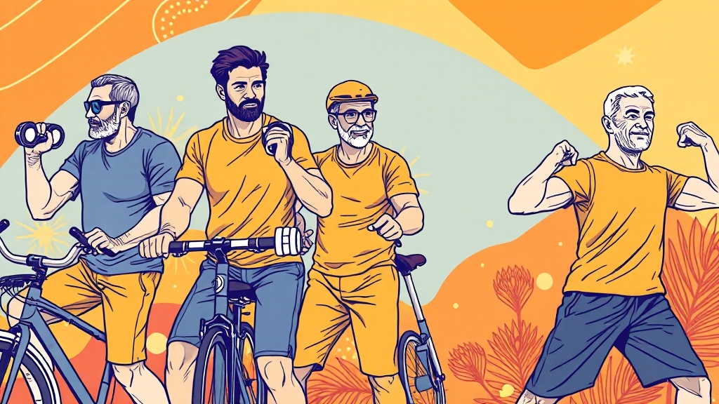 갱년기 맞춤 운동 루틴 (illustration 스타일)