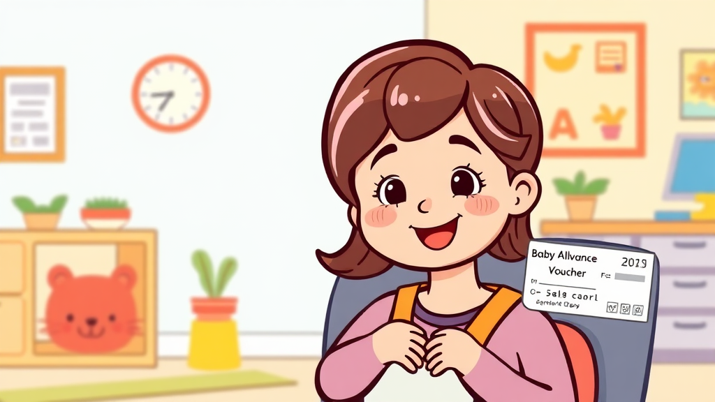 어린이집 이용 시 부모급여 수령 (cartoon 스타일)