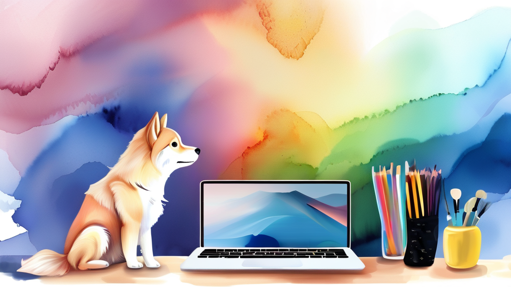 반려동물 동반 출근의 빛나는 장점과 신중한 고려사항 (watercolor 스타일)