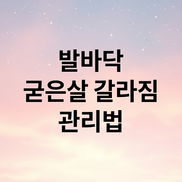 발바닥
굳은살 갈라짐
관리법 (발바닥 굳은살 갈라짐 통증)