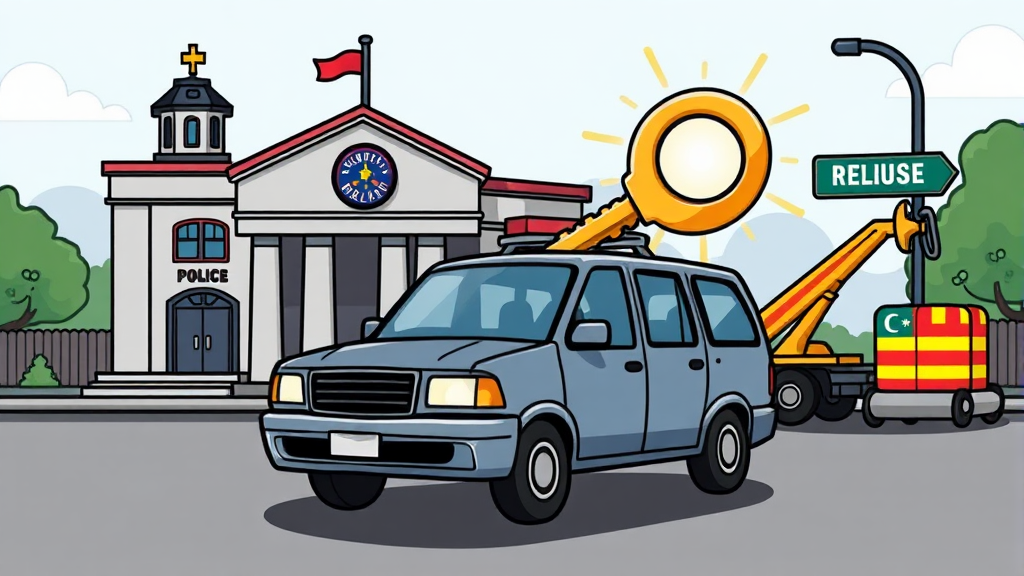 압류 원인별 차량 압류 해제 절차 (cartoon 스타일)