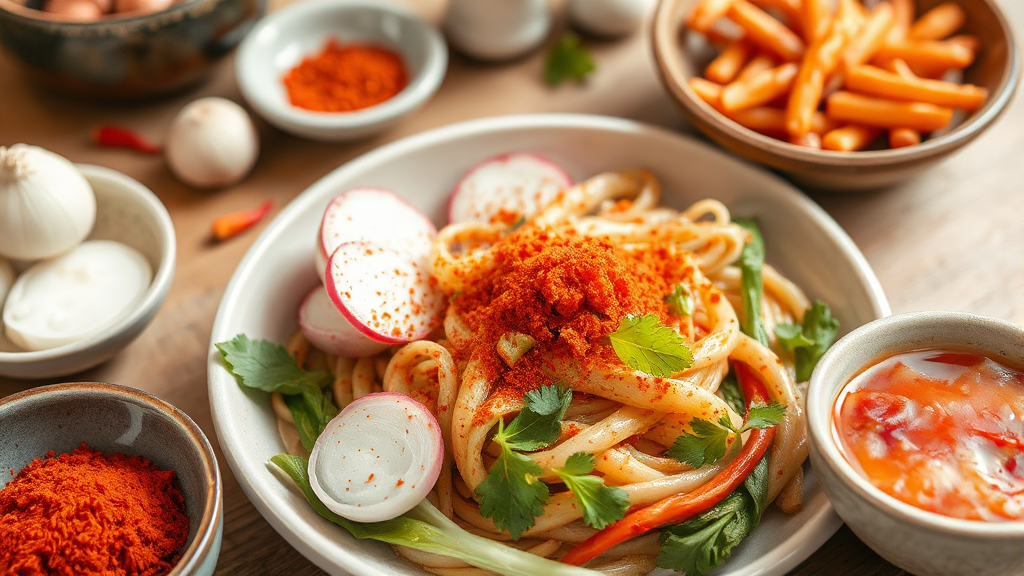 김장 양념 재료 준비 (watercolor 스타일)