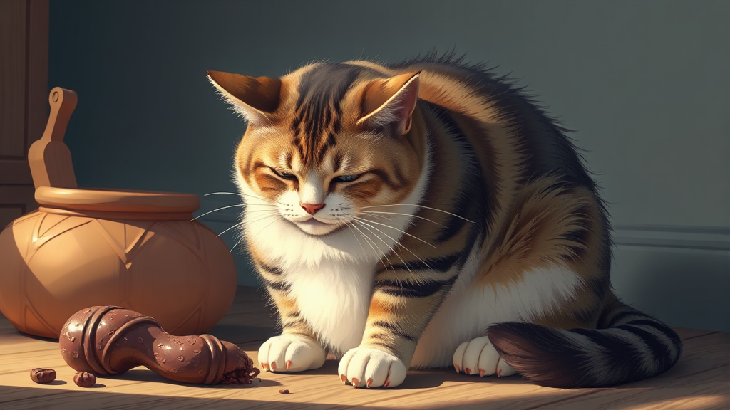 고양이 변비의 명확한 정의와 증상 (realistic 스타일)