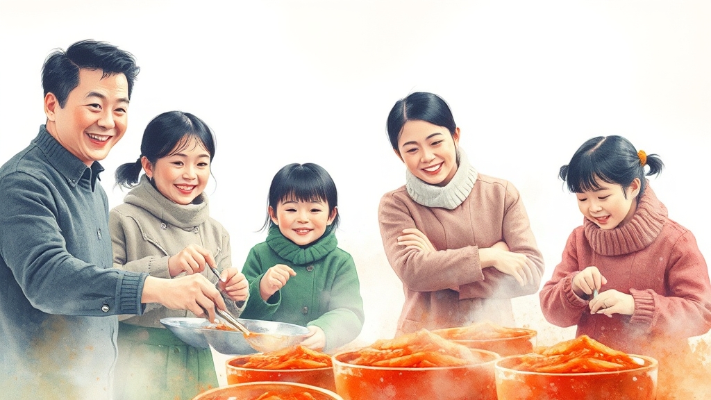 온 가족이 함께 즐기는 김장! (watercolor 스타일)