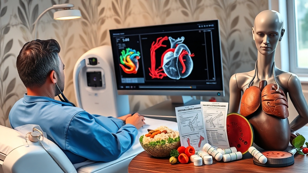 진단 검사와 치료 방법 (realistic 스타일)