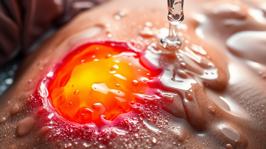 화상 시 응급처치: 흉터 예방의 첫걸음 (realistic 스타일)